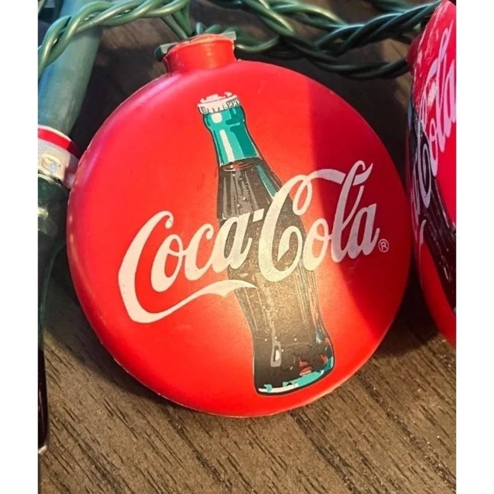 Vintage Coca-Cola Bottle & Logo Christmas String Lights 20 Light Set Tested